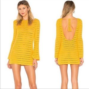 Lovers + Friends Yellow Open Back Sweater Dress